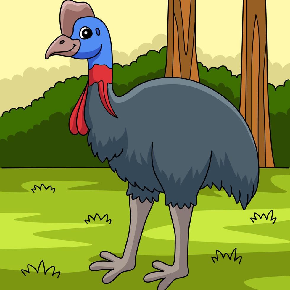 Cassowary Animal Colored Cartoon Illustration vector