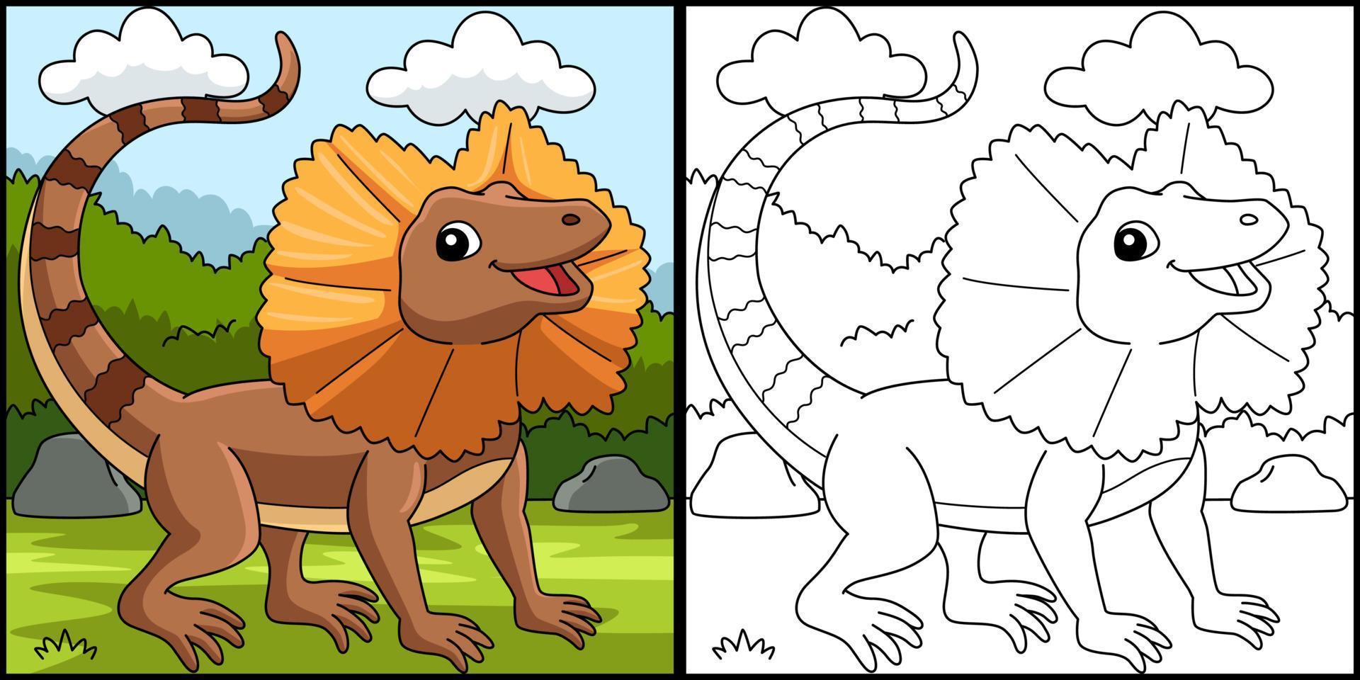 Frill Necked Lizard Coloring Page Illustration vector