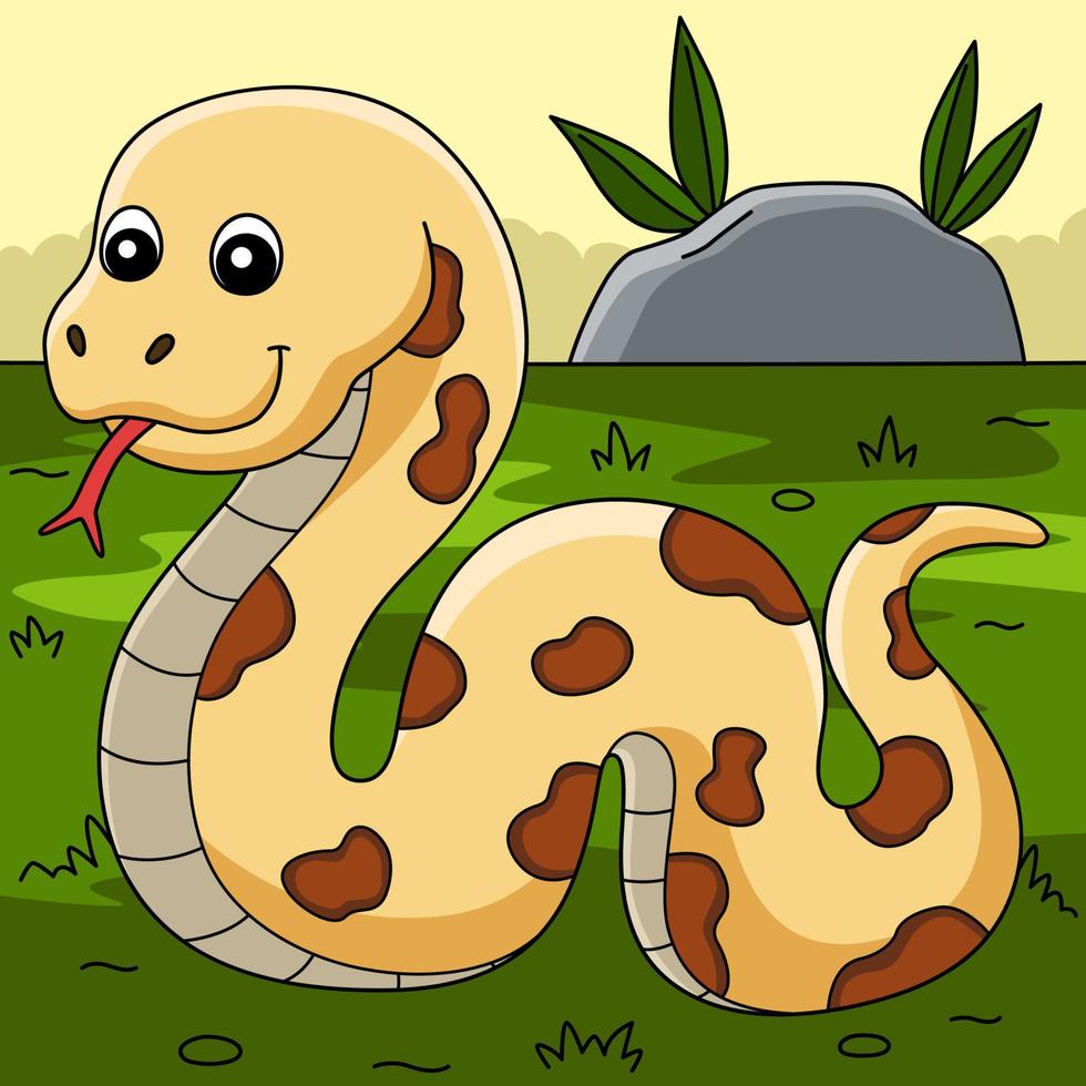 Snake On The Ground Colored Cartoon Illustration vector