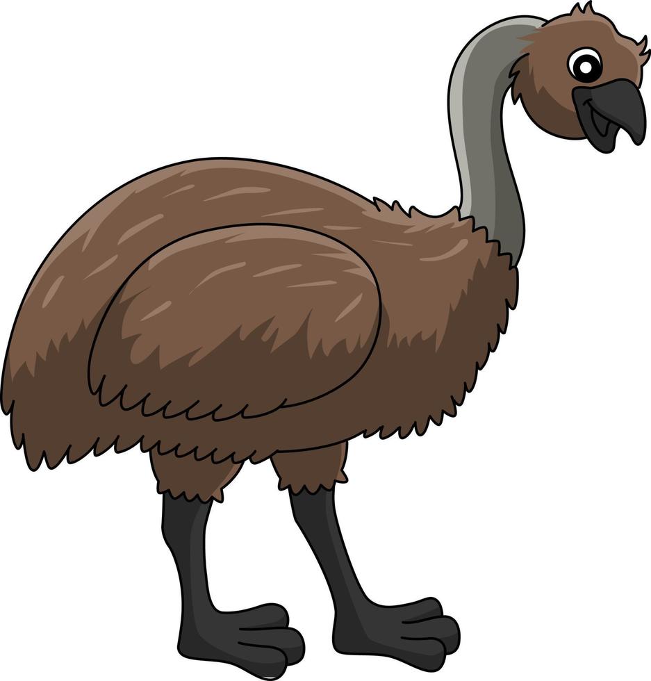 Emu Animal Cartoon Colored Clipart Illustration vector