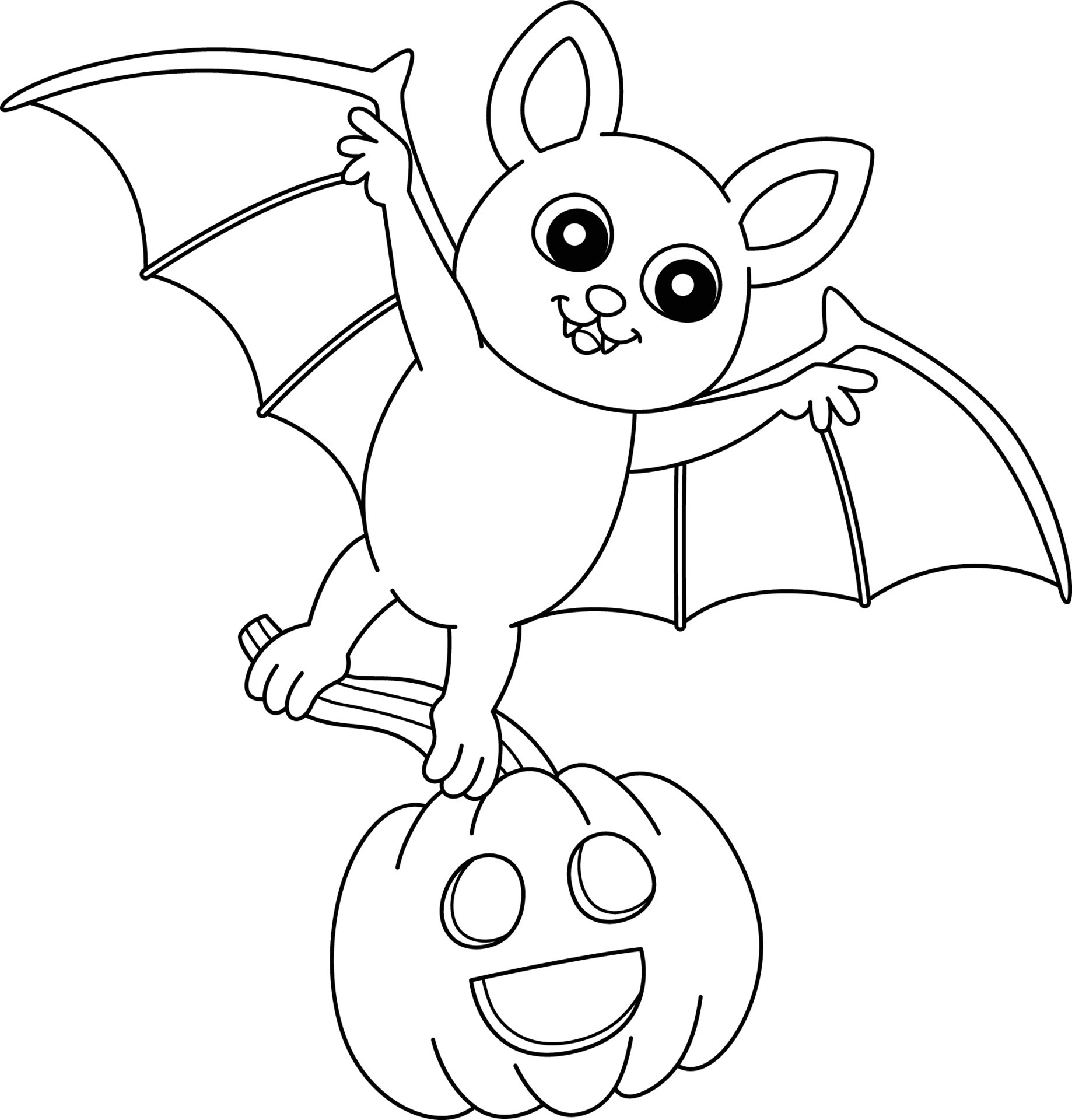 Flying Bat Halloween Coloring Page Isolated 7528042 Vector Art At Vecteezy