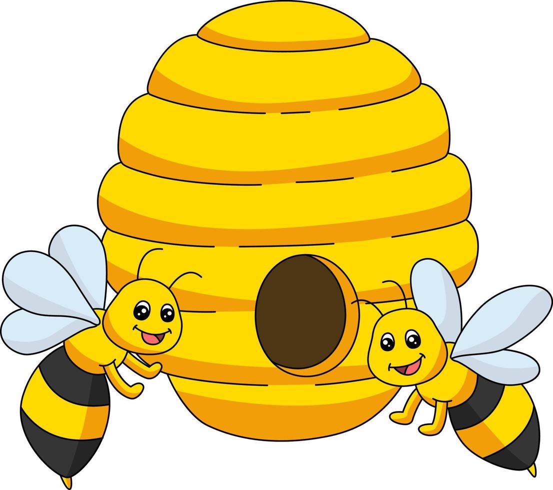 Bees Cartoon Colored Clipart Illustration vector