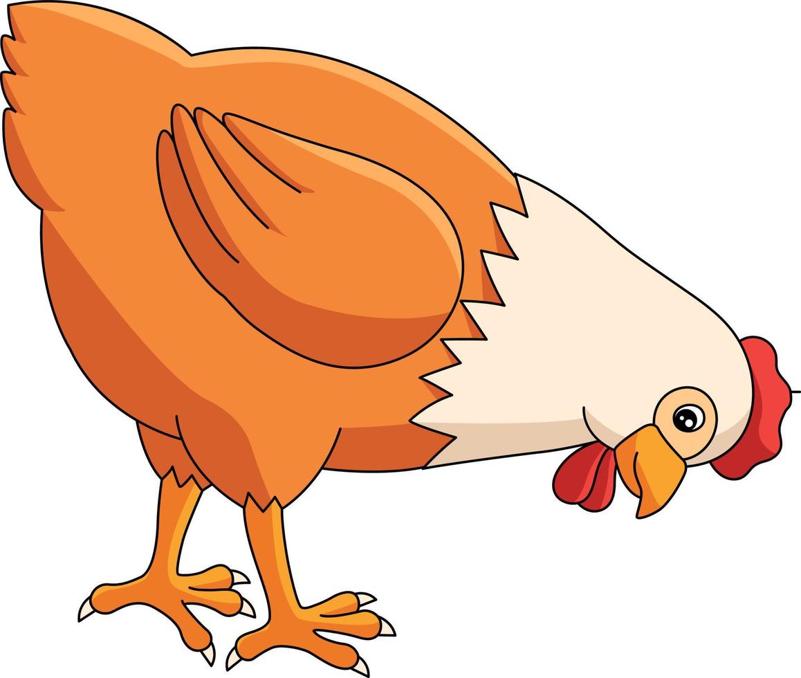 ilustración de imágenes prediseñadas de color de dibujos animados de pollo vector