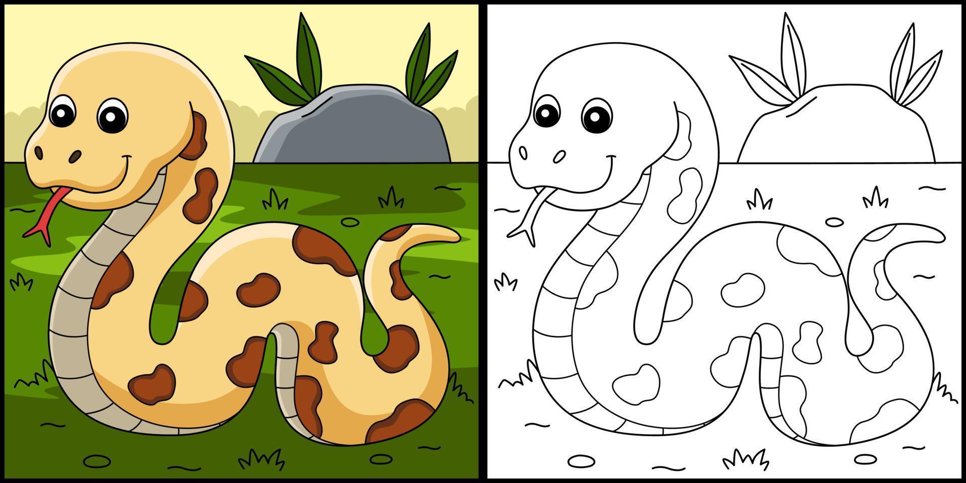Snake Animal Coloring Page Colored Illustration vector