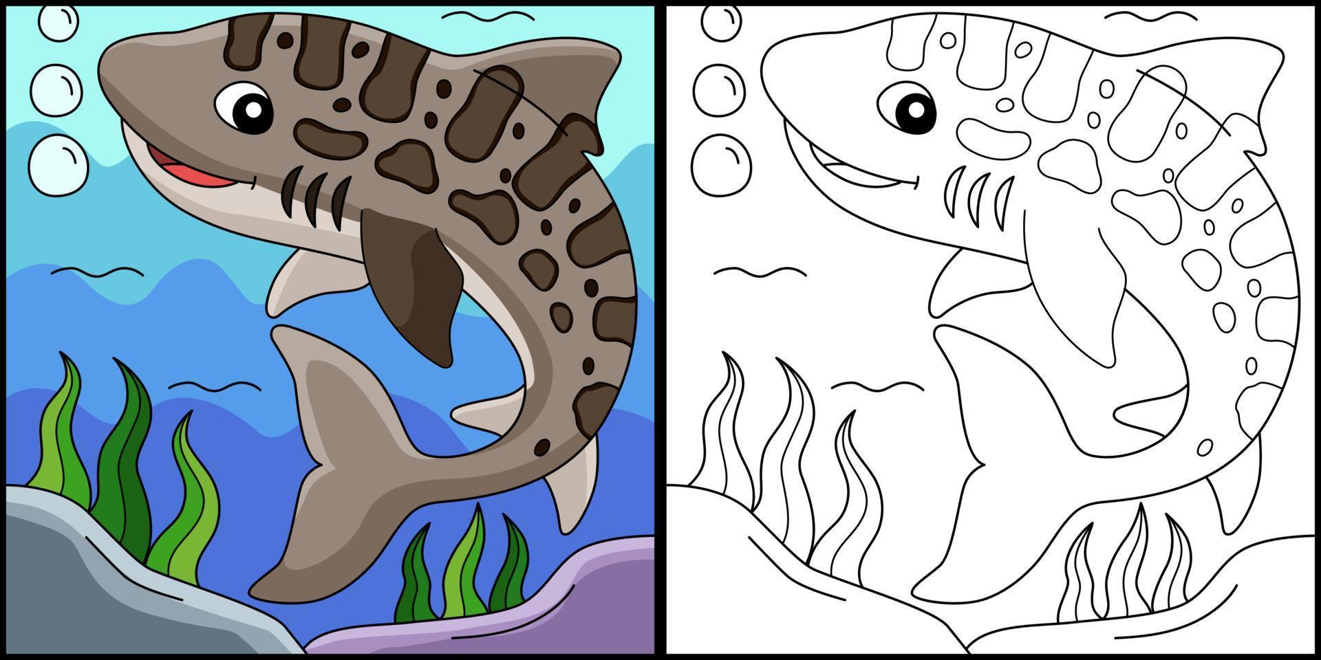 Leopard Shark Animal Coloring Page Illustration vector