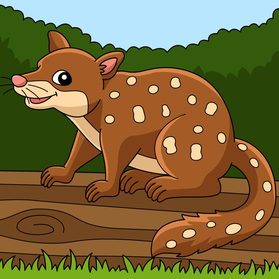 Tiger Quoll Animal Colored Cartoon Illustration vector