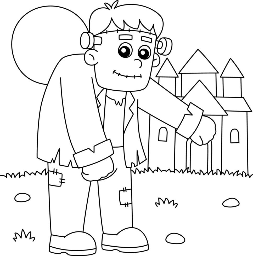 Frankenstein Halloween Coloring Page for Kids vector