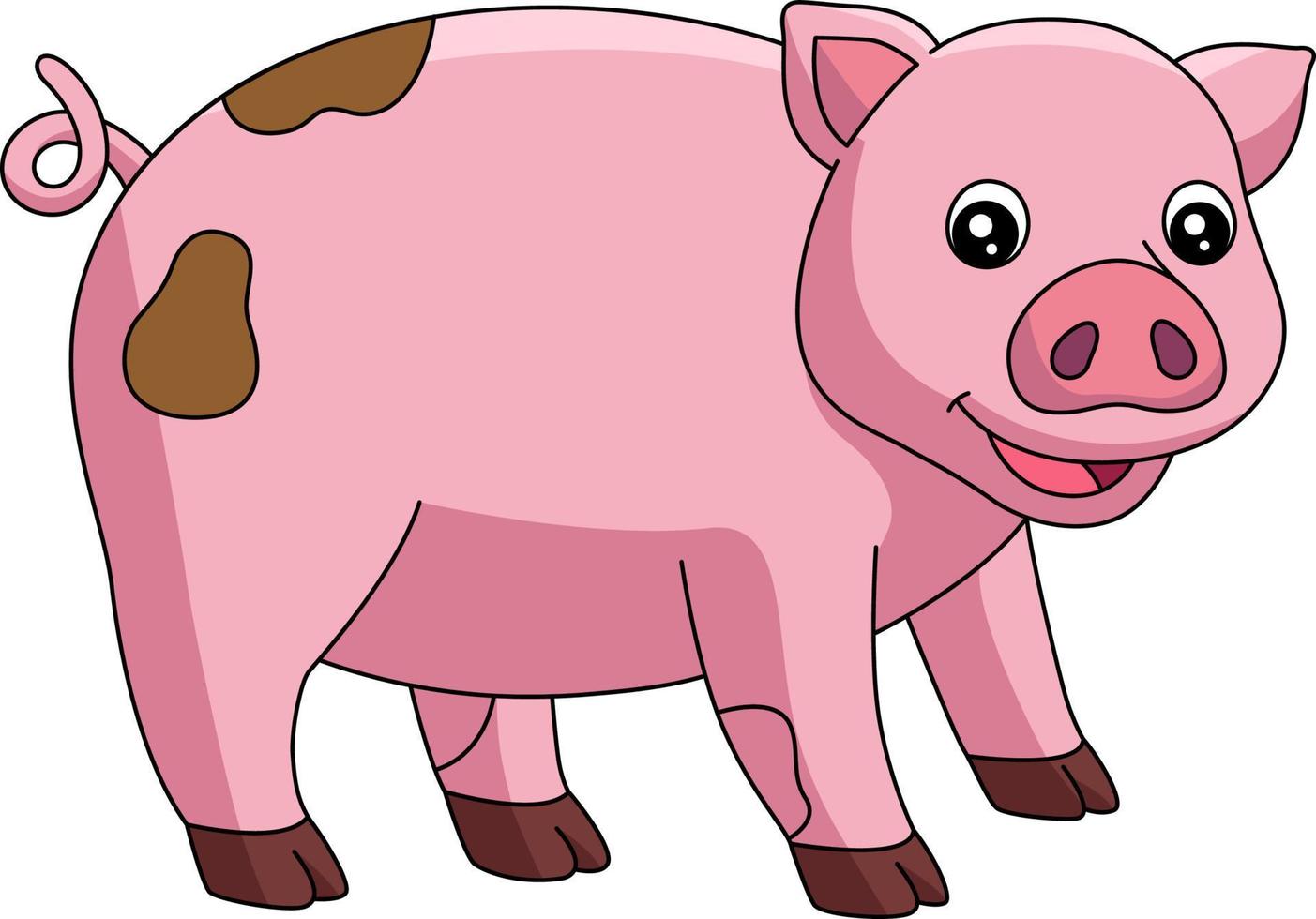 Pig Cartoon Colored Clipart Illustration vector