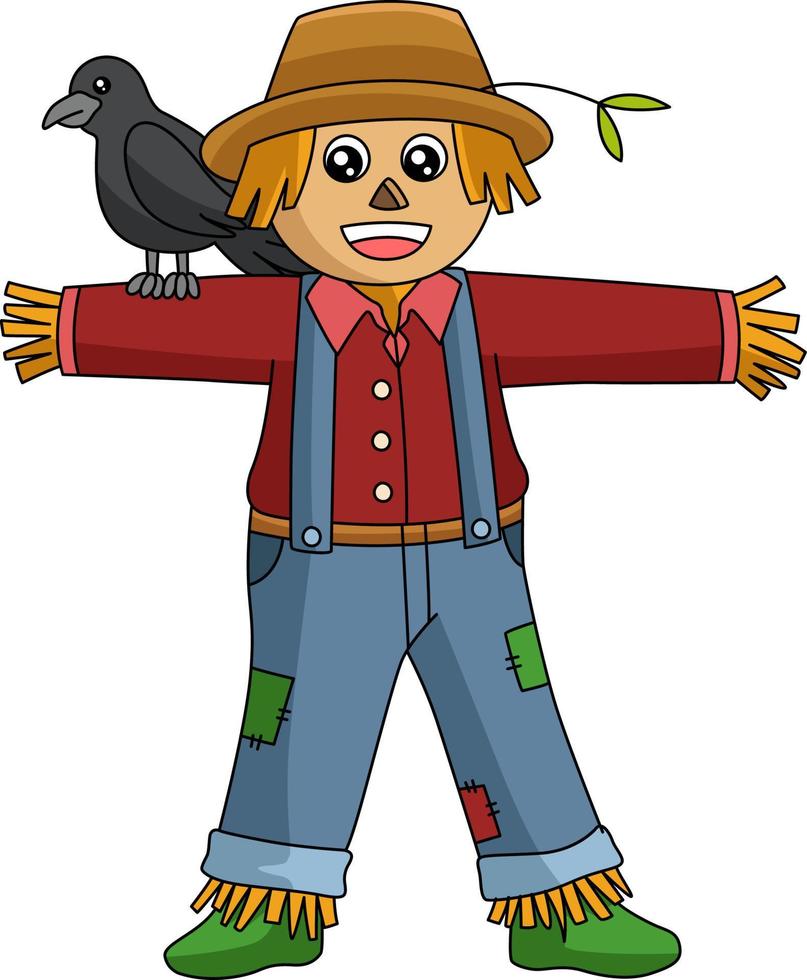 Scarecrow Cartoon Colored Clipart Illustration vector