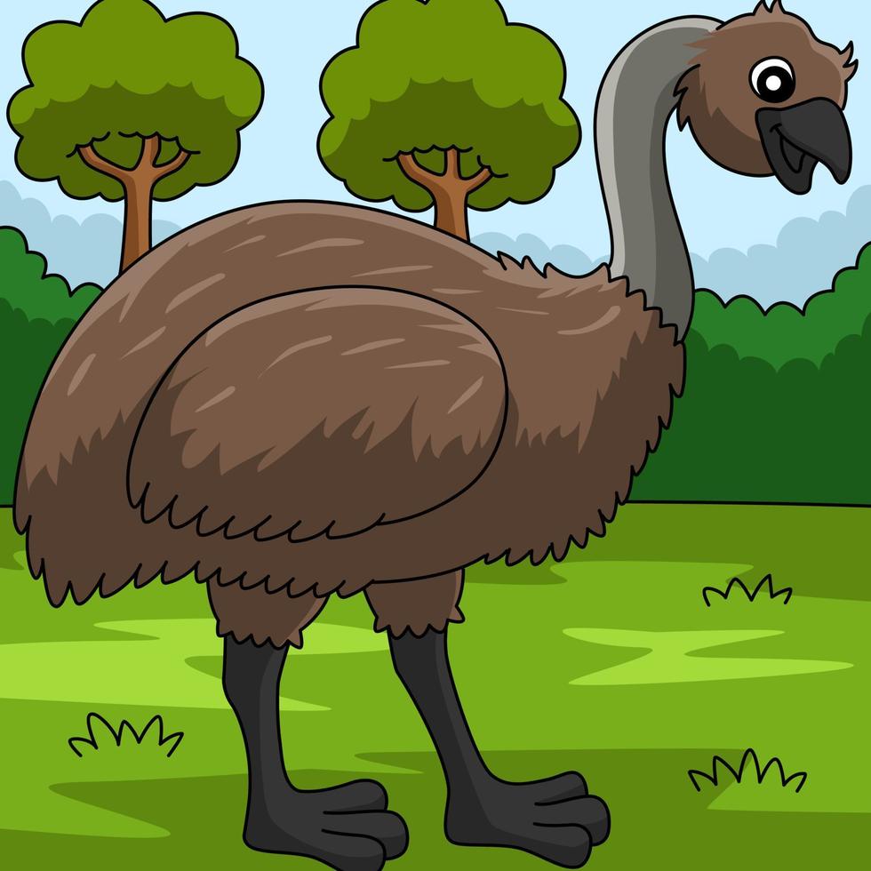 Emu Animal Colored Cartoon Illustration vector