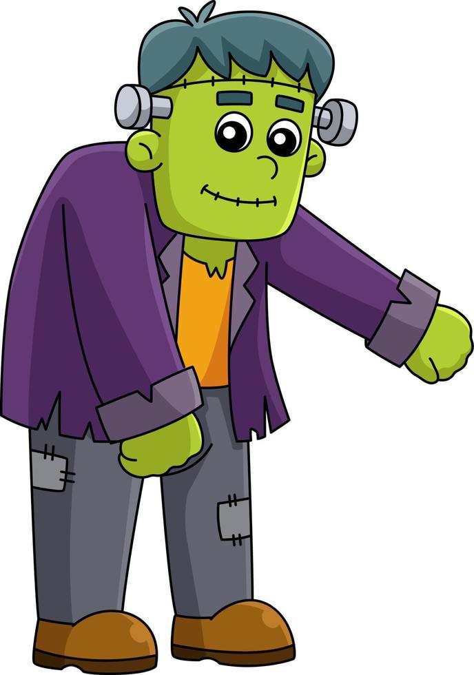 Frankenstein Halloween Cartoon Colored Clipart vector