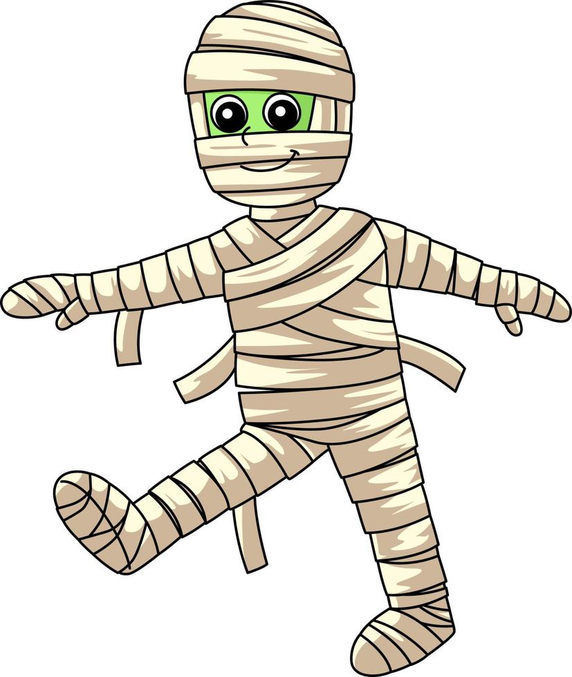 Mummy On Halloween Cartoon Colored Clipart vector