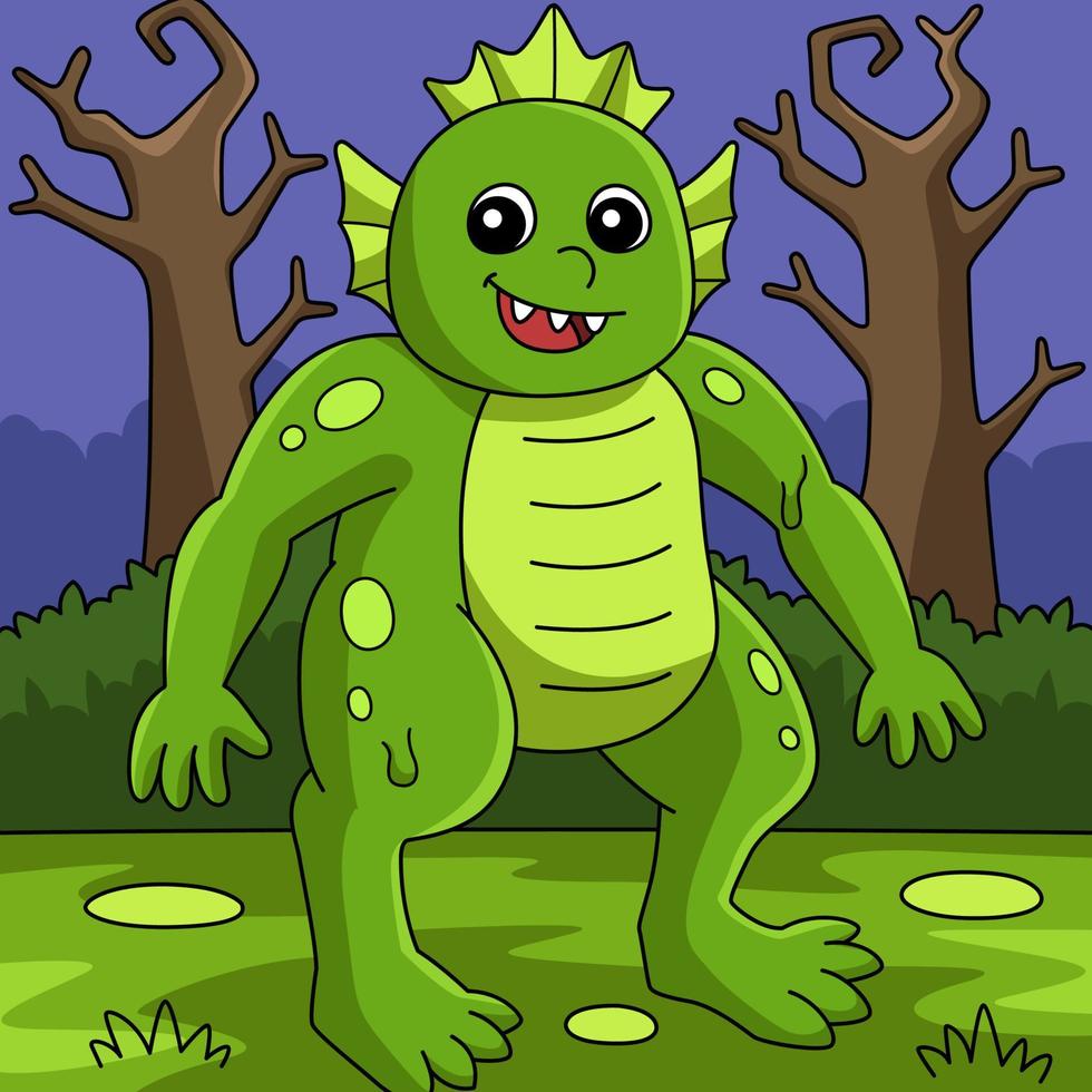 Swamp Monster Halloween Colored Illustration vector