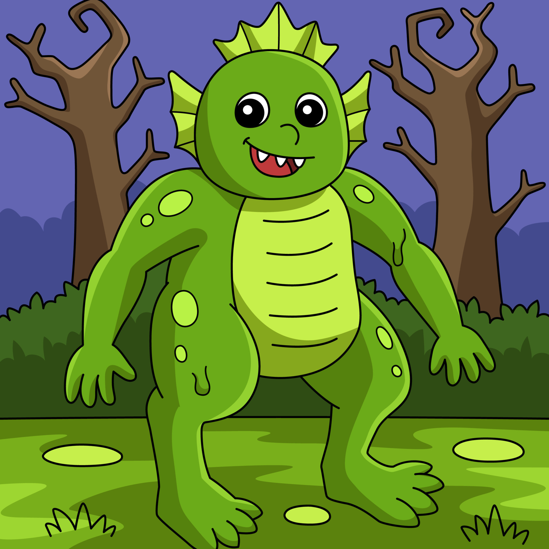 Swamp Monster Halloween Colored Illustration 7528222 Vector Art at