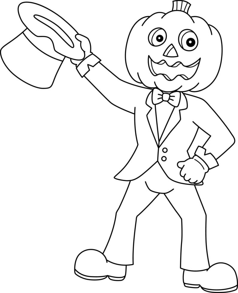 cabeza de calabaza hombre halloween página para colorear aislado vector