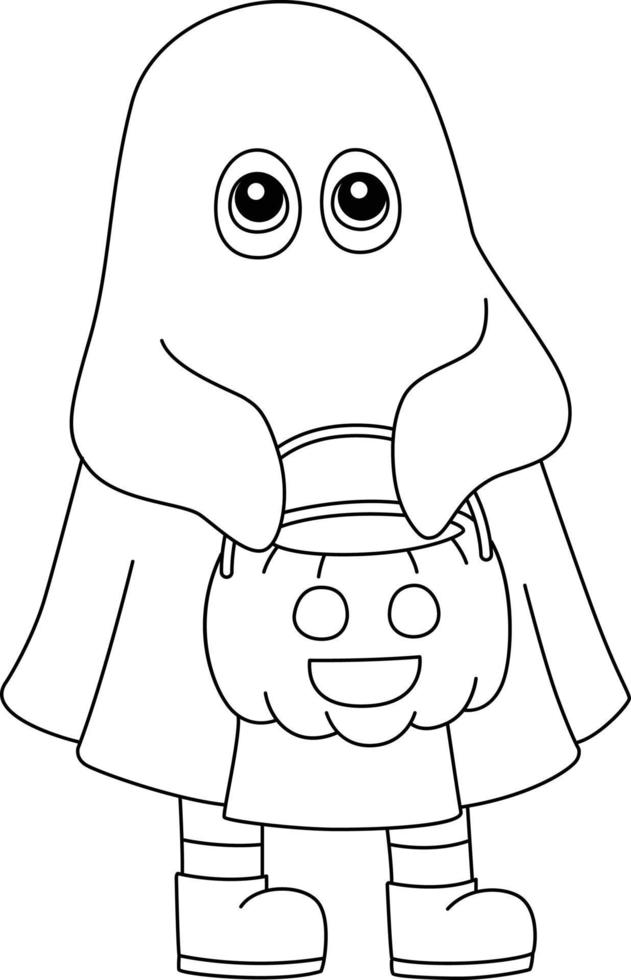 fantasma truco o trato halloween para colorear aislado vector