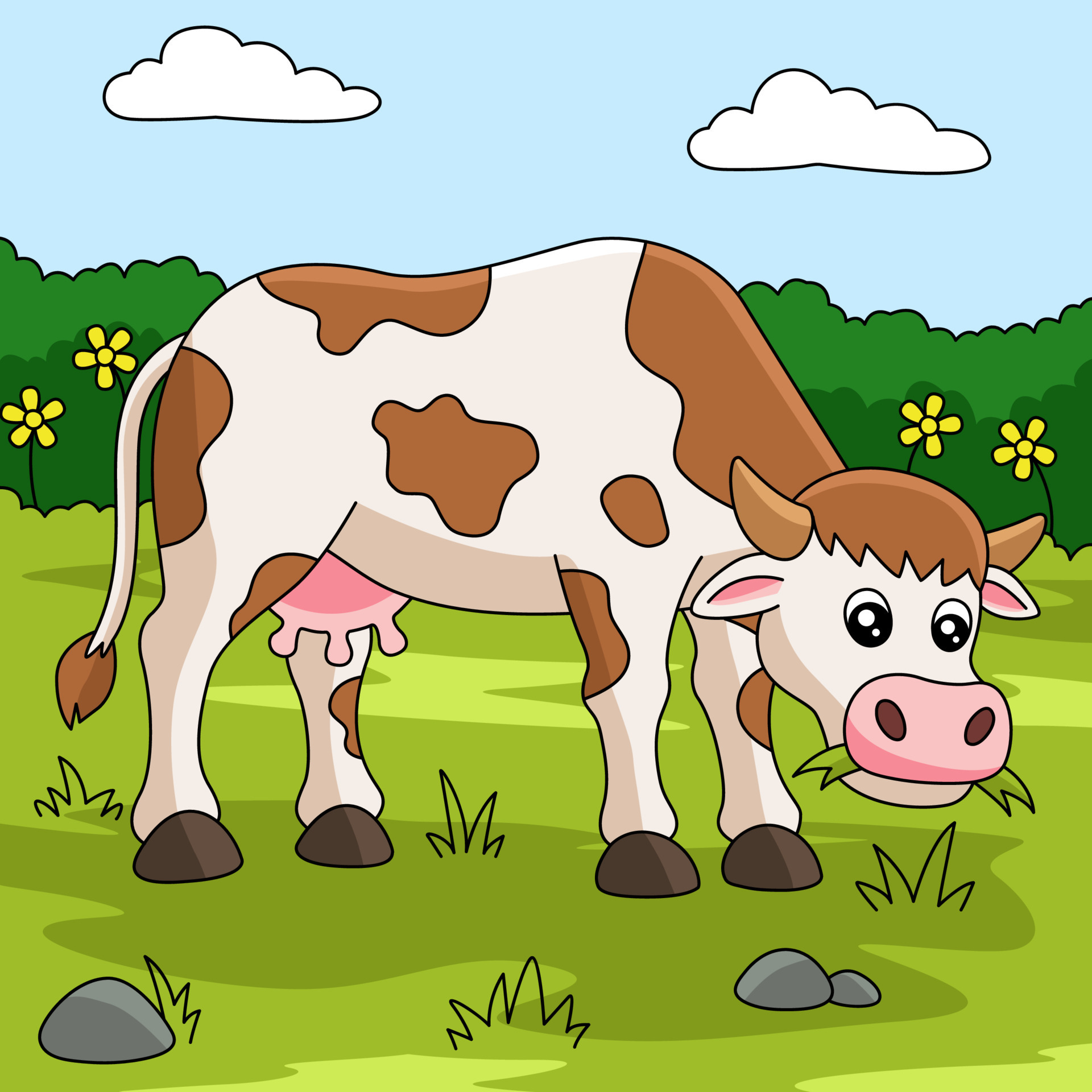 Cow Colored Cartoon Farm Illustration 7528272 Vector Art at Vecteezy