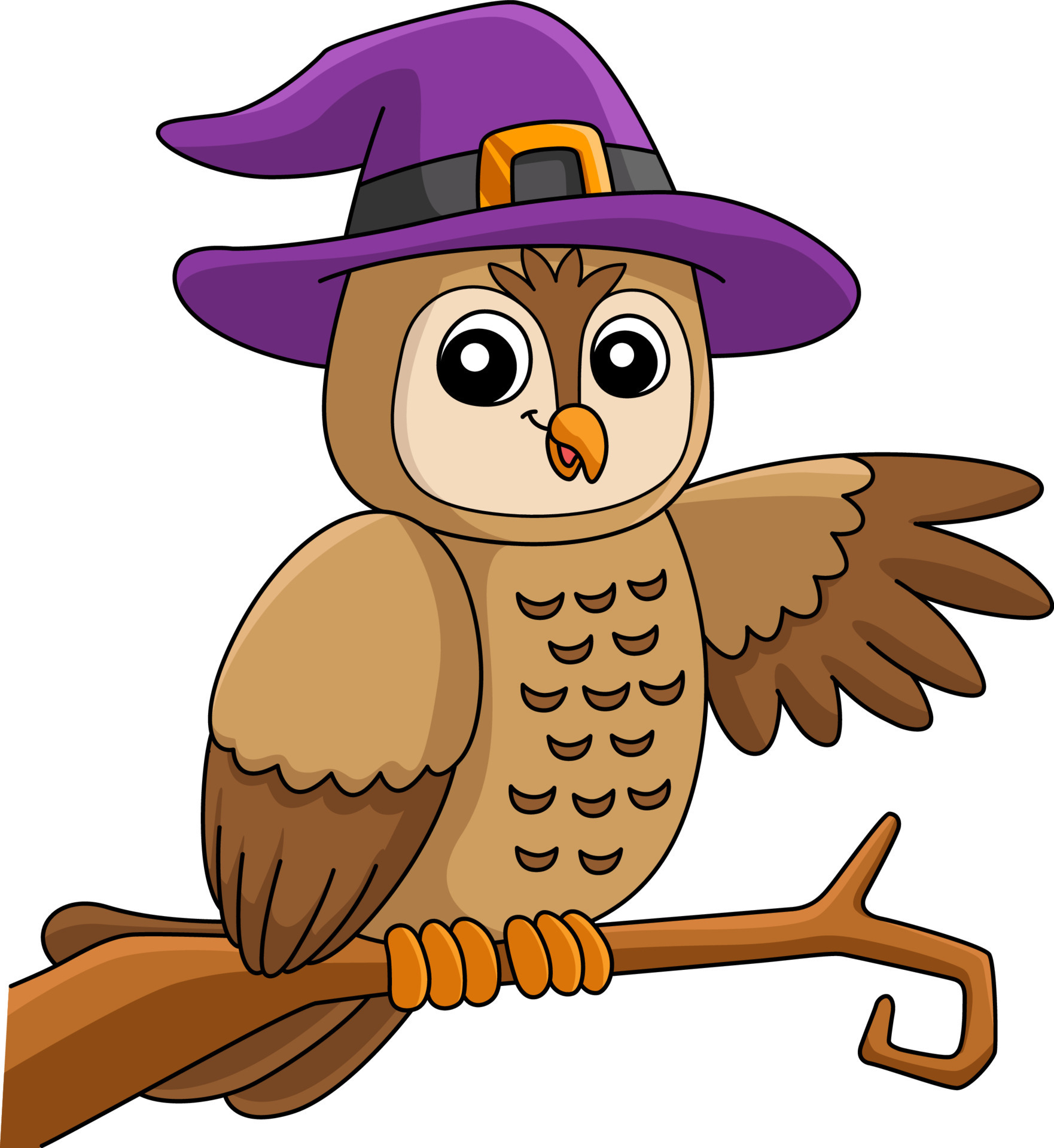 Owl Witch Hat Halloween Cartoon Colored Clipart 7528279 Vector Art at