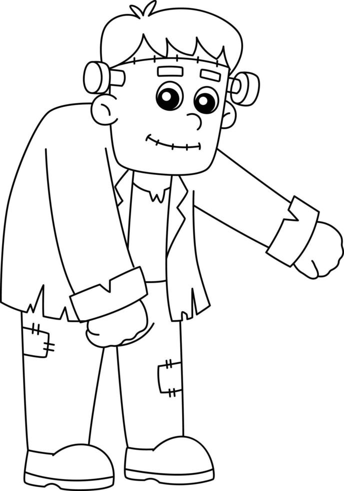 Frankenstein Halloween Coloring Page Isolated vector