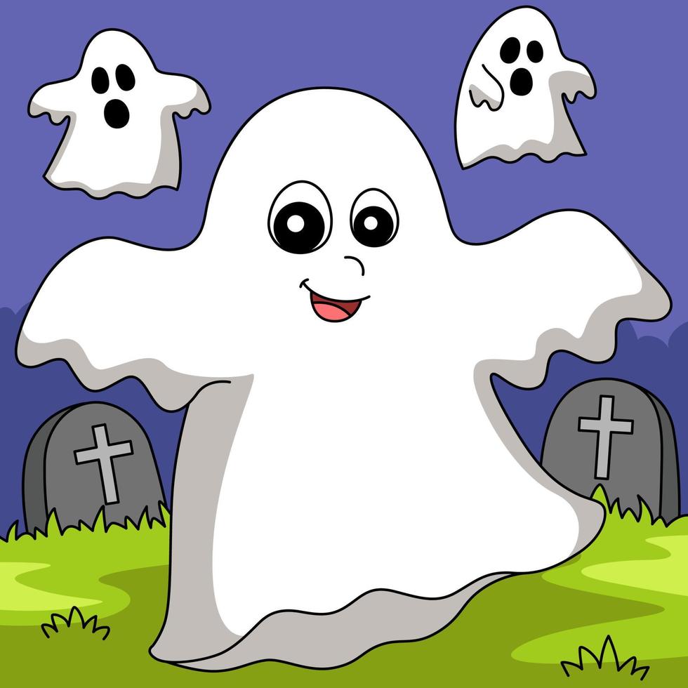 Ghost Halloween Colored Cartoon Illustration vector