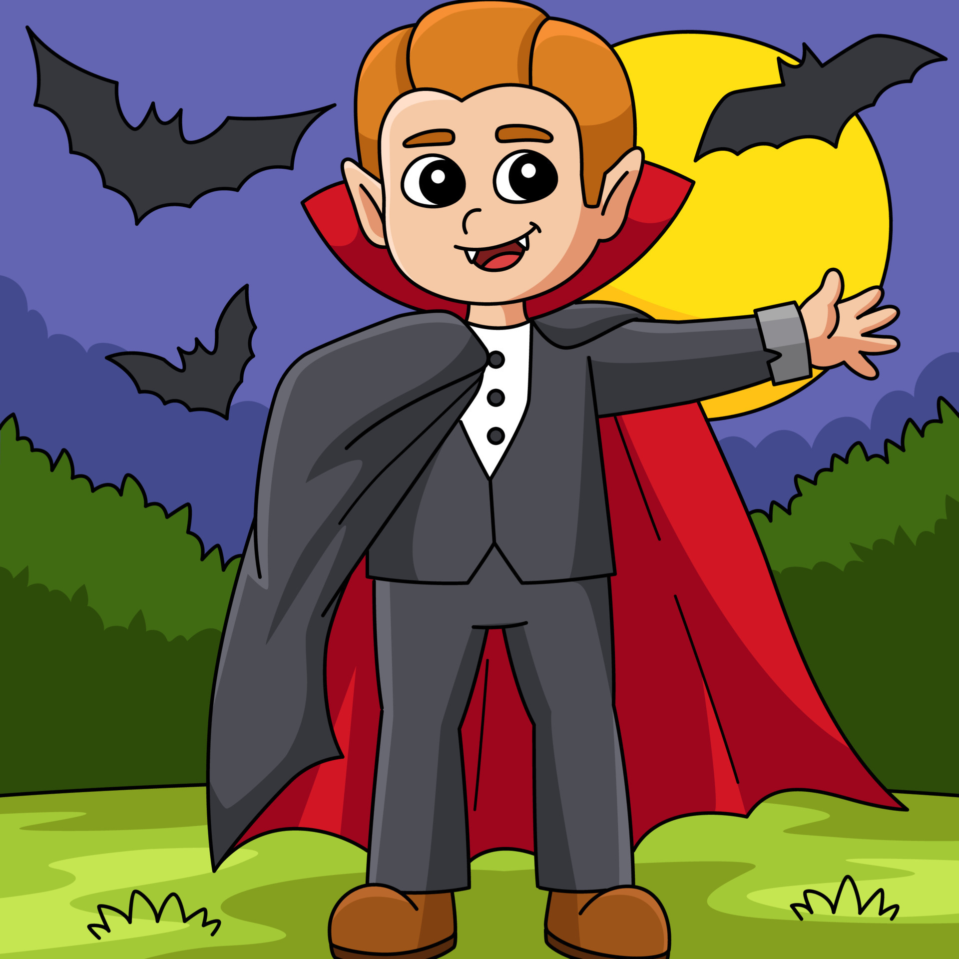 Vampire Boy Illustration Clipart for Halloween Designs