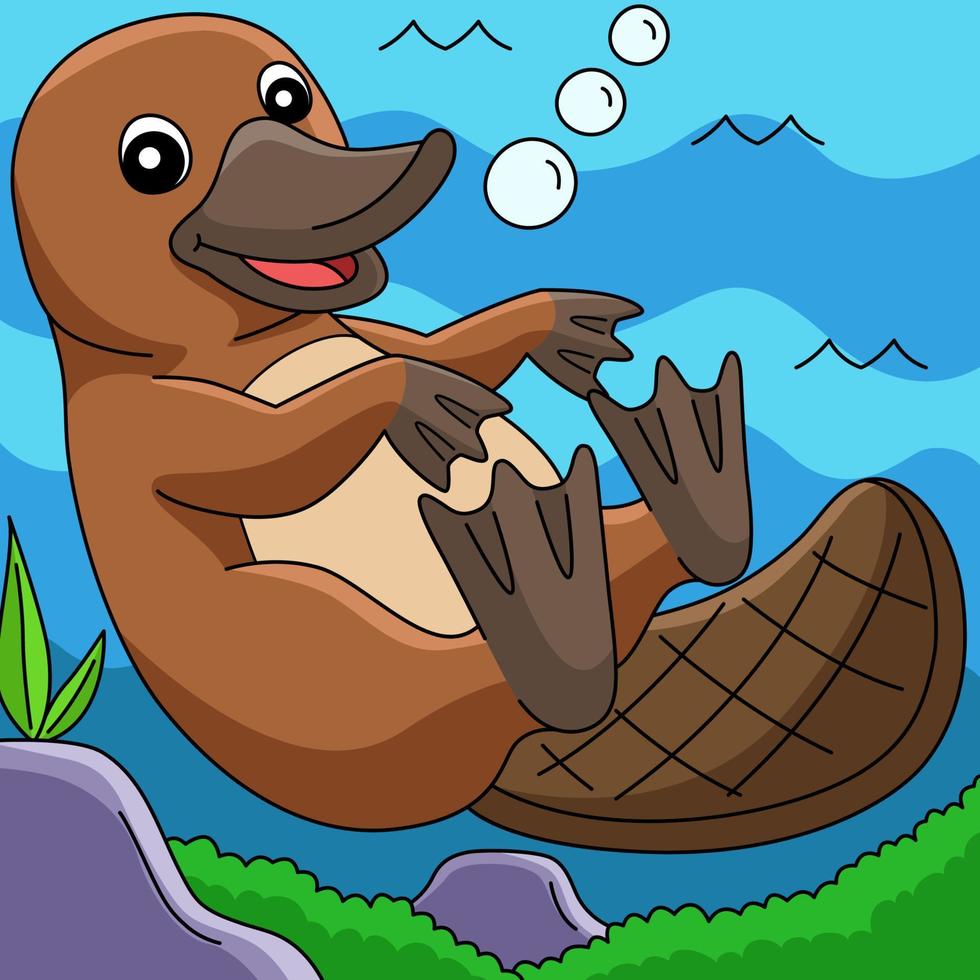 Platypus Animal Colored Cartoon Illustration vector