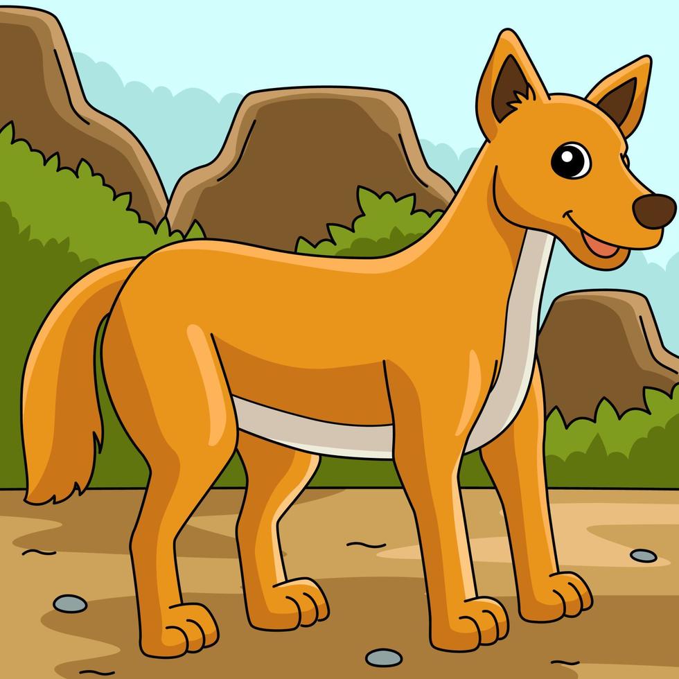 ilustración de dibujos animados de color animal dingo vector