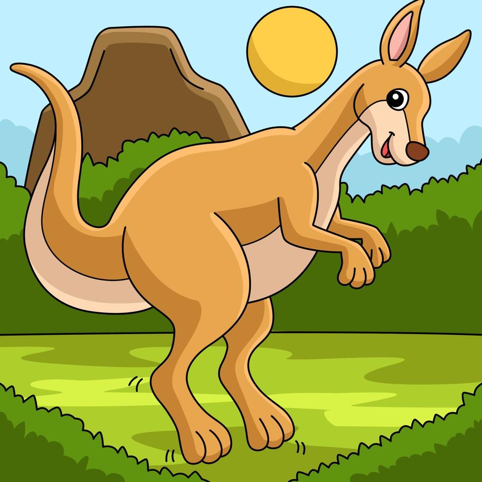 Kangaroo Animal Colored Cartoon Illustration vector