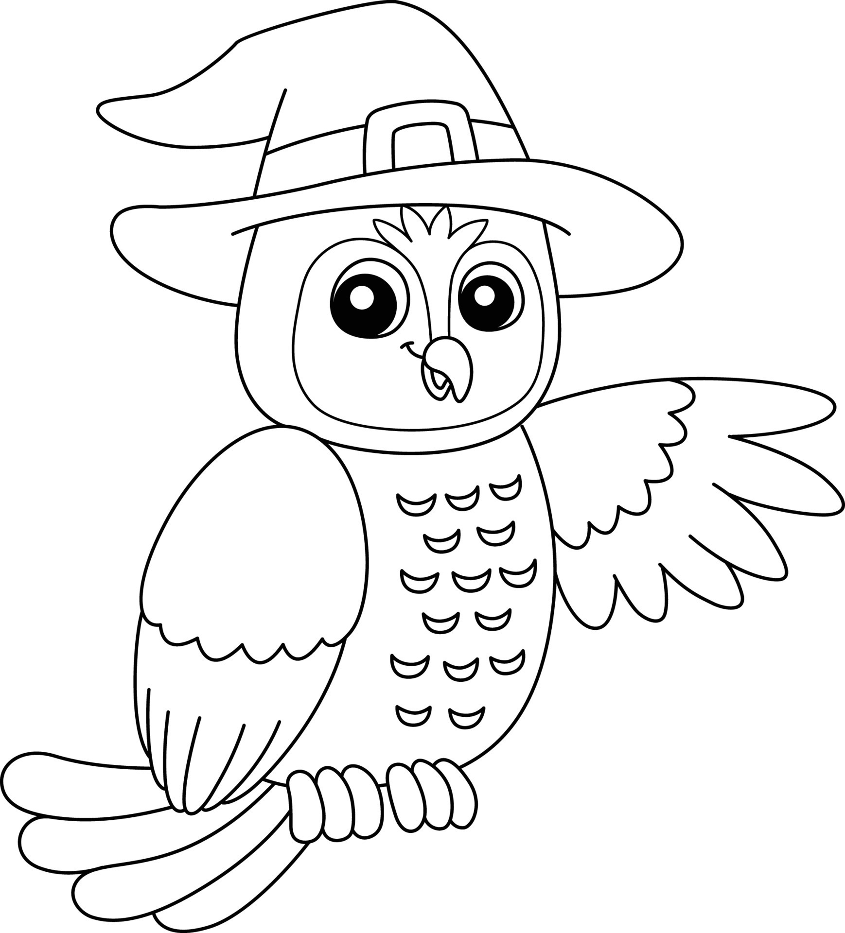 Owl Witch Hat Halloween Coloring Page Isolated 7528354 Vector Art At Owl Witch Hat Halloween Coloring Page Isolated 7528354 Vector Art At