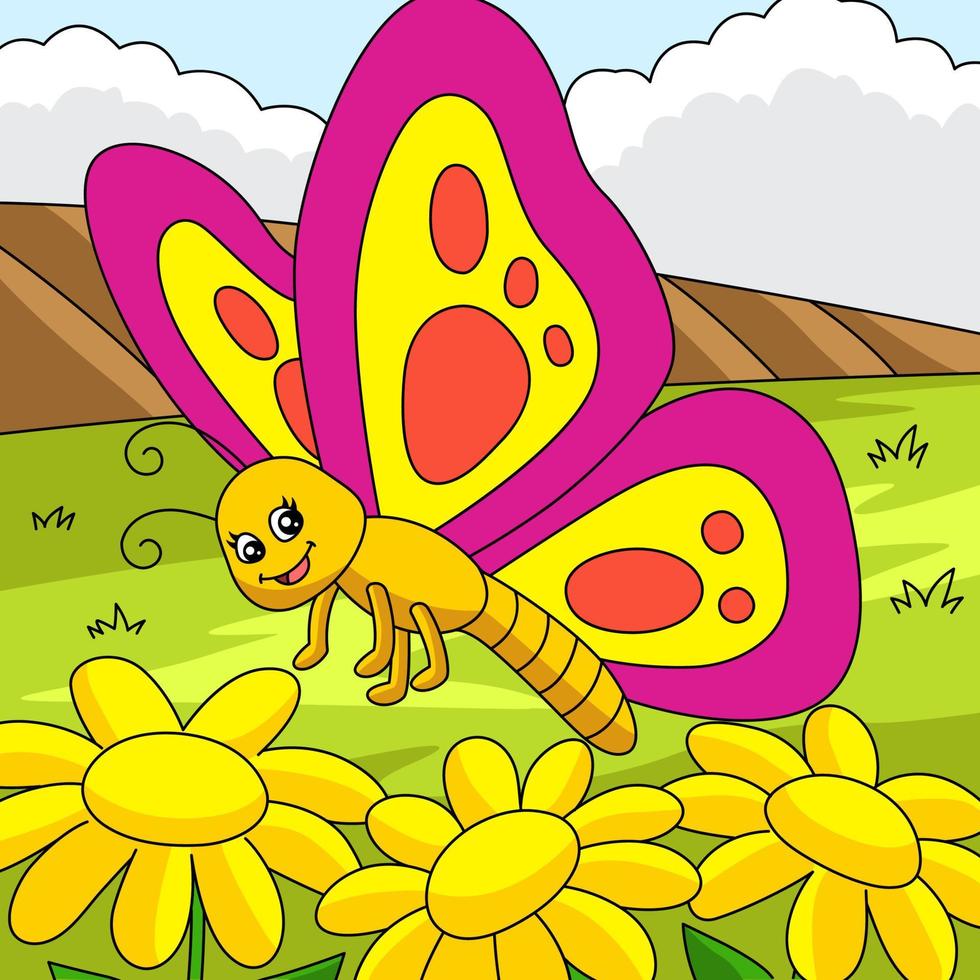 ilustración de granja de dibujos animados de color mariposa 7528361 Vector  en Vecteezy