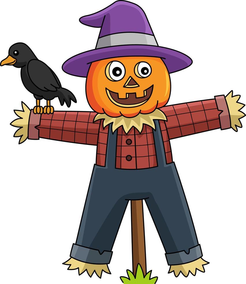 Scarecrow Halloween Cartoon Colored Clipart vector