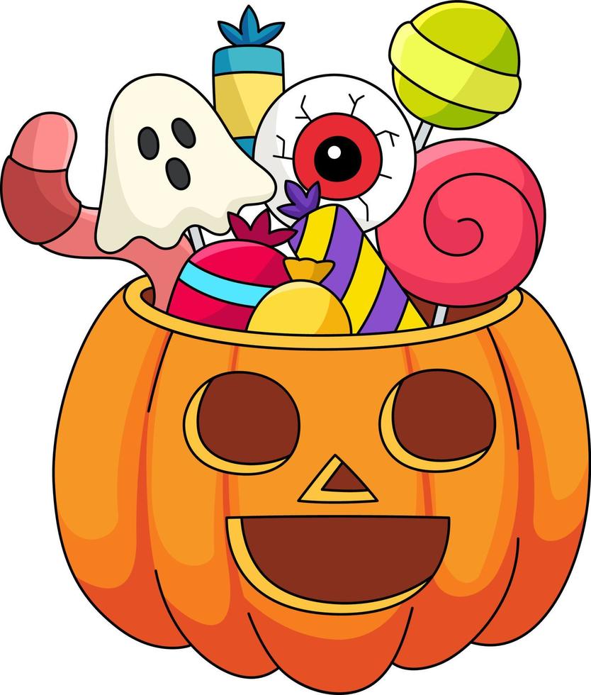 Trick or Treat Pumpkin Halloween Cartoon Clipart vector