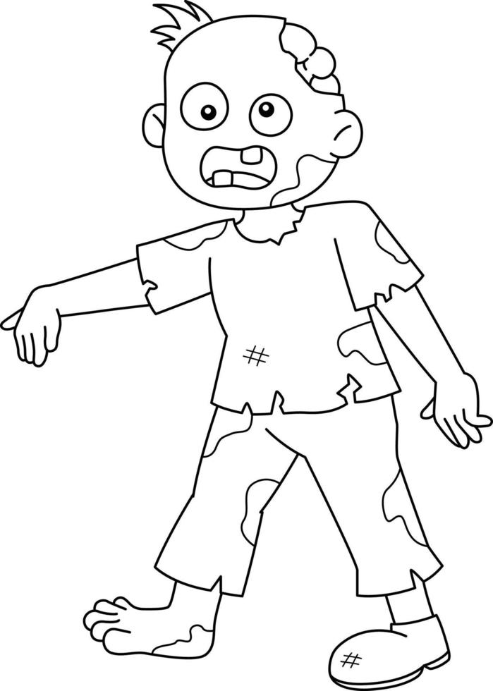 Zombie Halloween Coloring Page Isolated for Kids vector