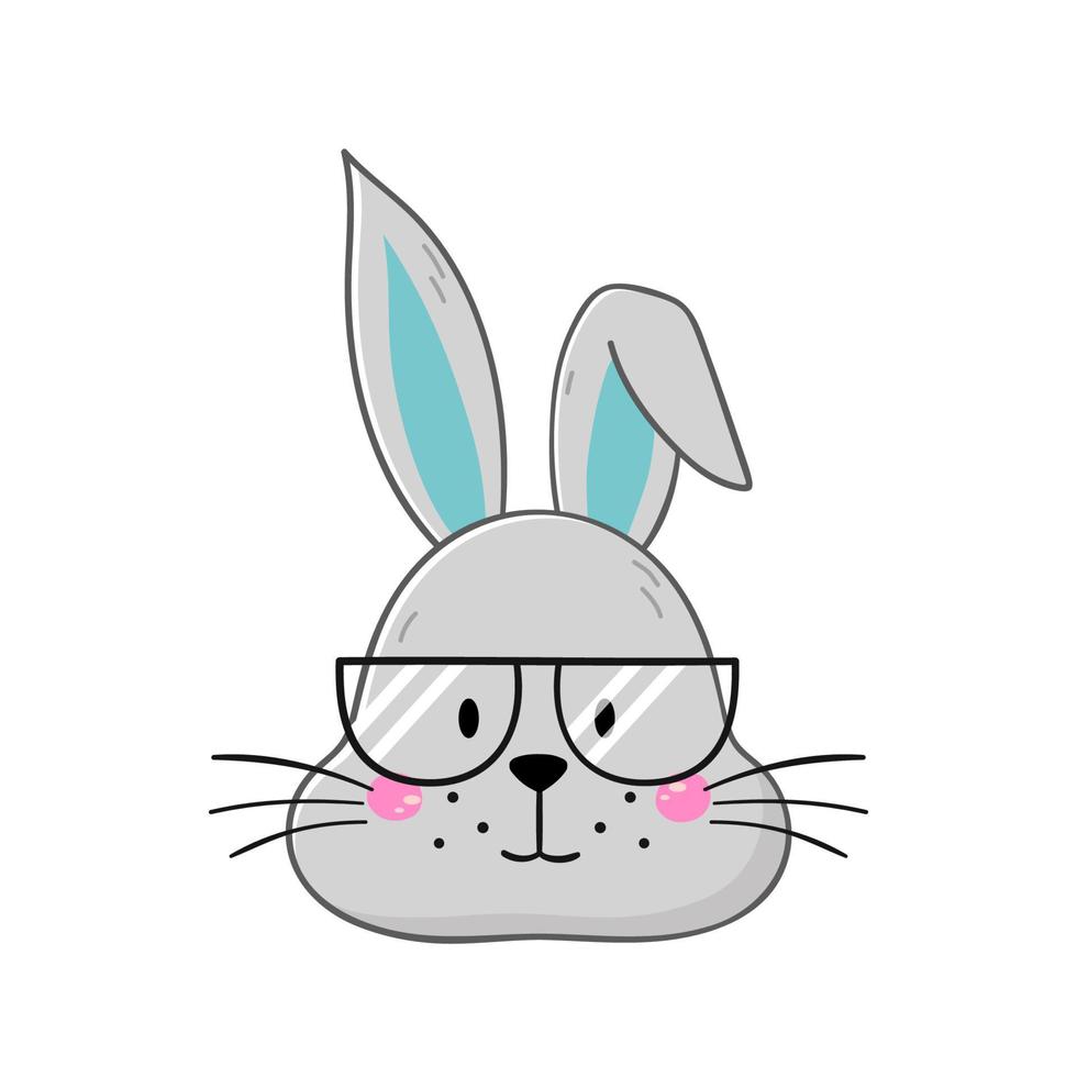 lindo conejo en gafas. conejito en estilo de dibujos animados. ilustración vectorial vector