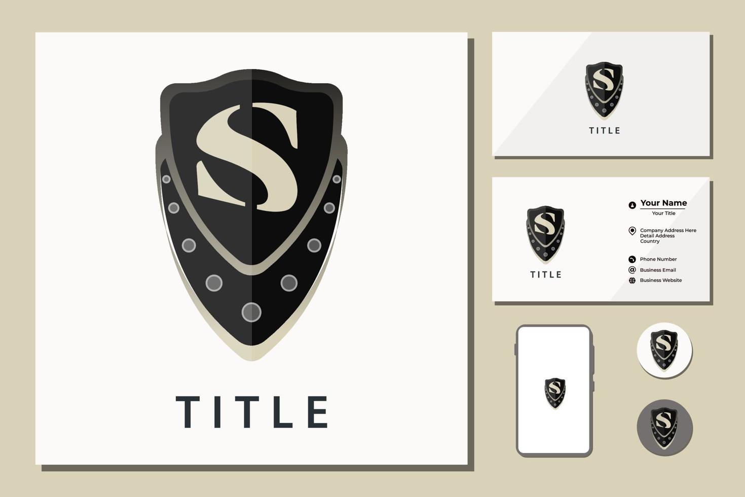 Vector logo gold shield for protection