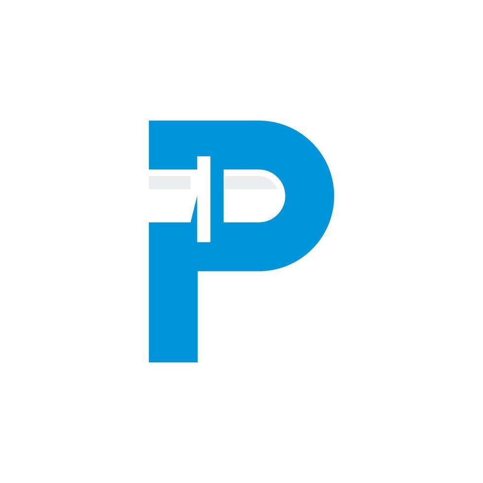 fontanería del logotipo de la tubería con el símbolo de la letra p vector