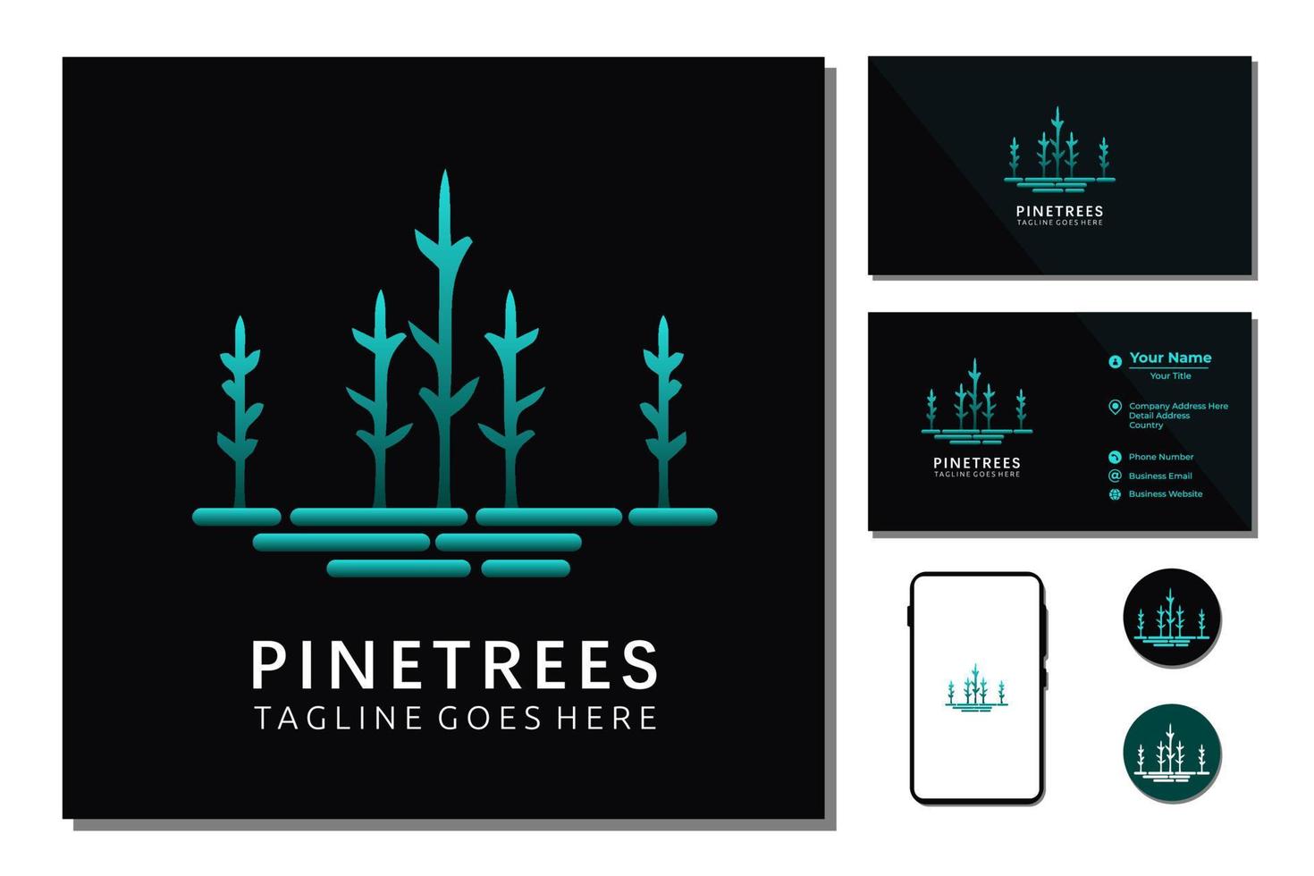 bosque de pinos antiguos para el diseño del logotipo vector