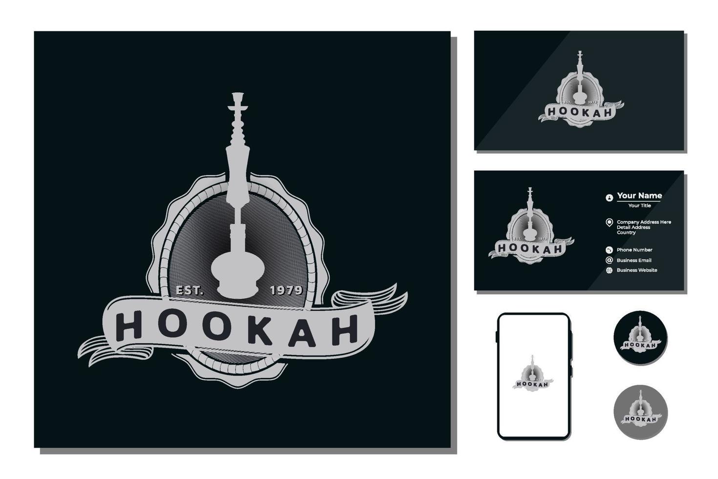 Vintage Shisha Illustration on Black Background vector