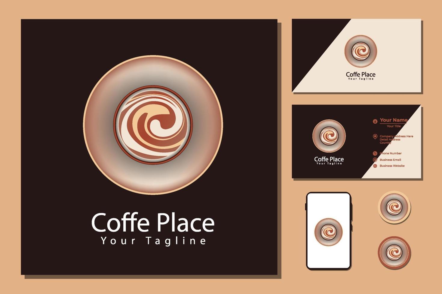 Coffee shop logo template, natural abstract coffee cup with steam, coffee house emblem, creative cafe logotype, modern trendy symbol design vector illustration