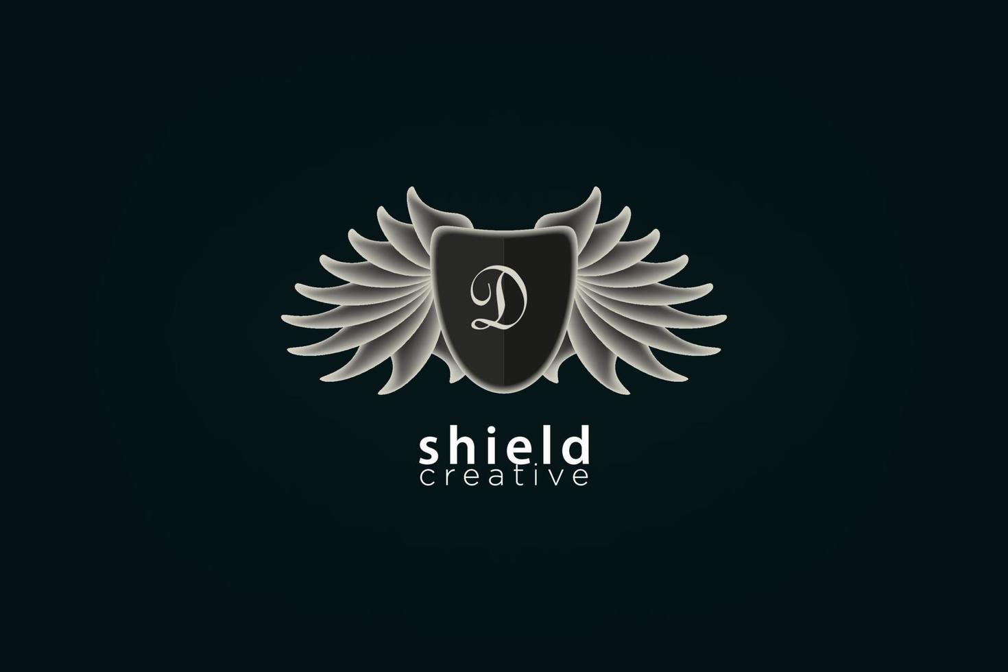 Wings for tattoo or mascot with letter D vector
