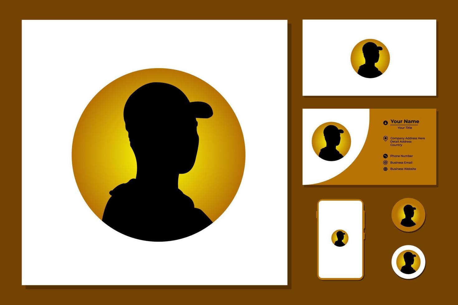 Silhouette of a man wearing hat vector