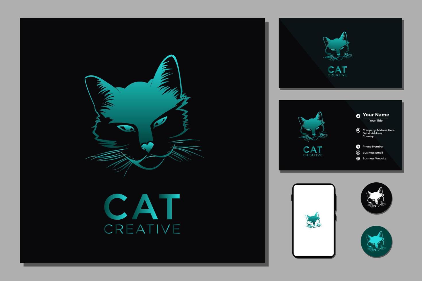 Cat's head against a black background vector