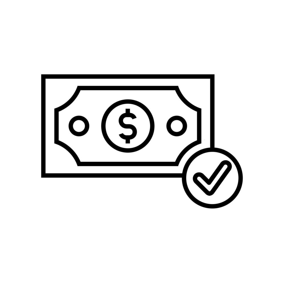 money with checkmark icon vector