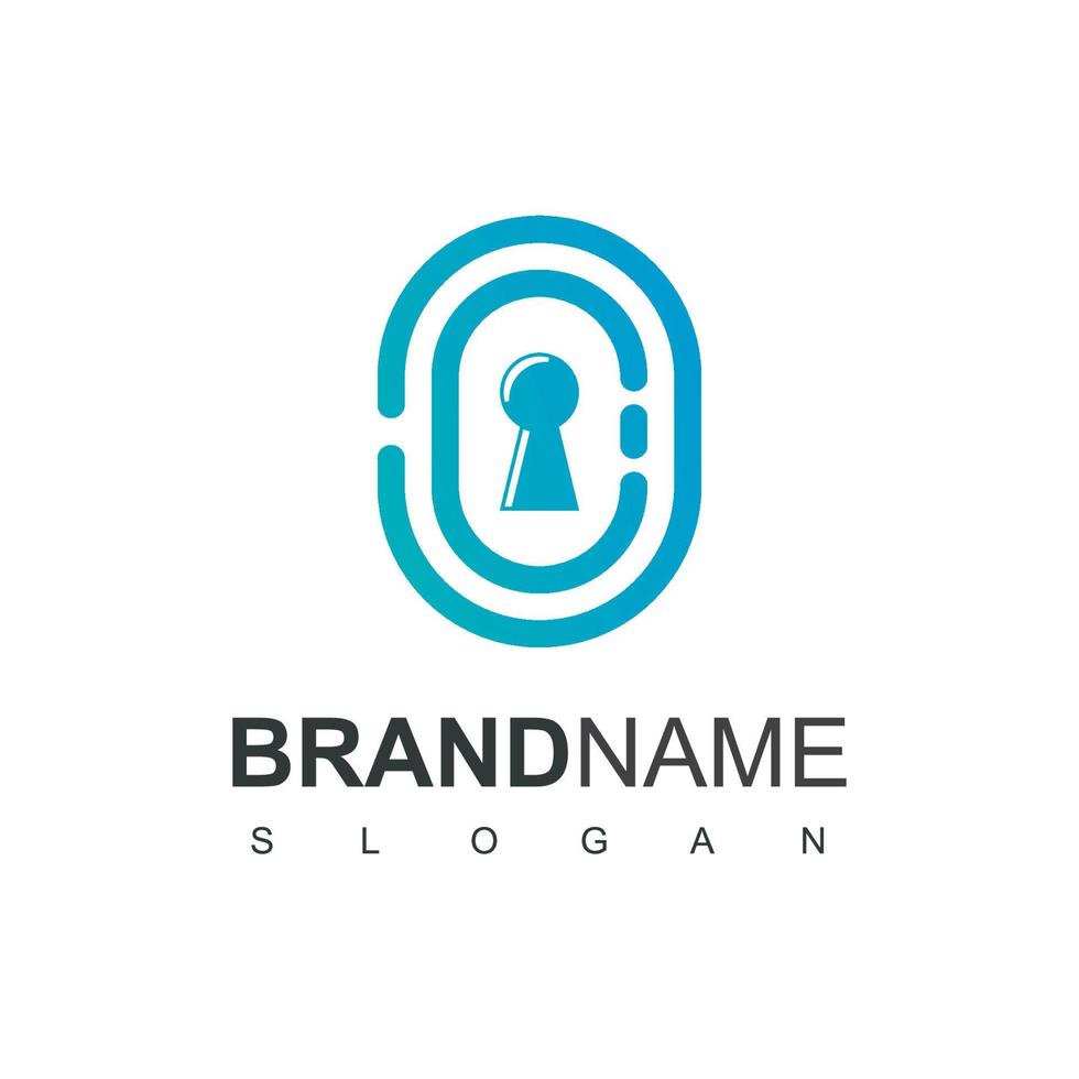 Secure Logo With Key Hole And  Fingerprint Symbol vector