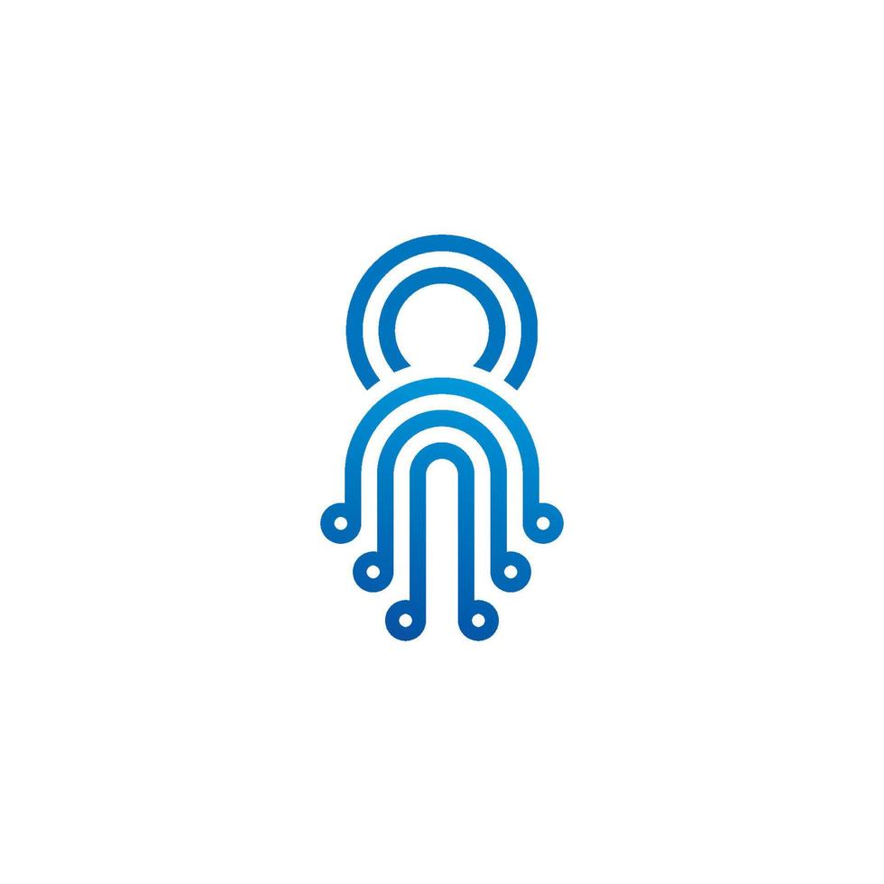 Blue Line Octopus Logo Design Template vector