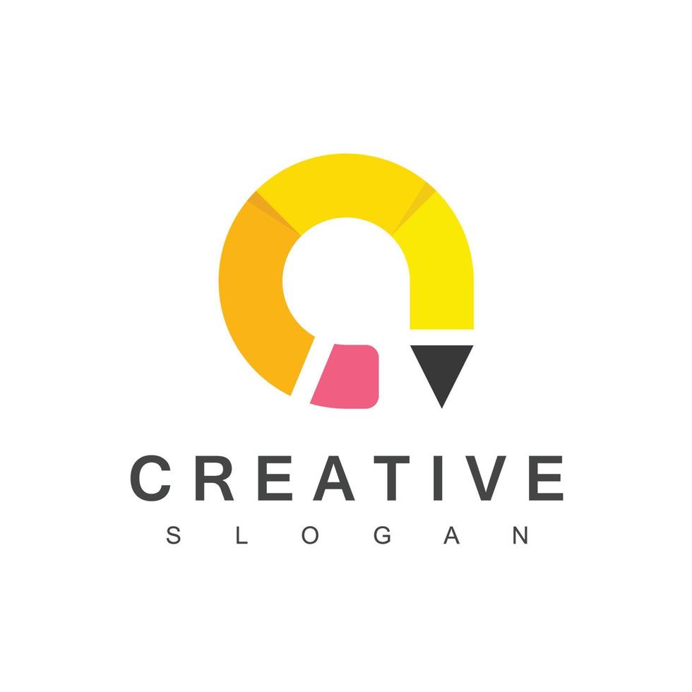 Creative Pencil Logo With Letter A Symbol vector
