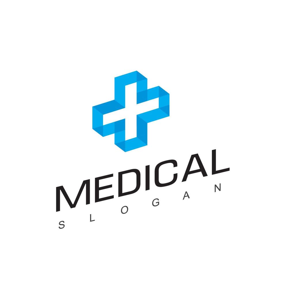 atención médica, logotipo del hospital con símbolo de cruz vector