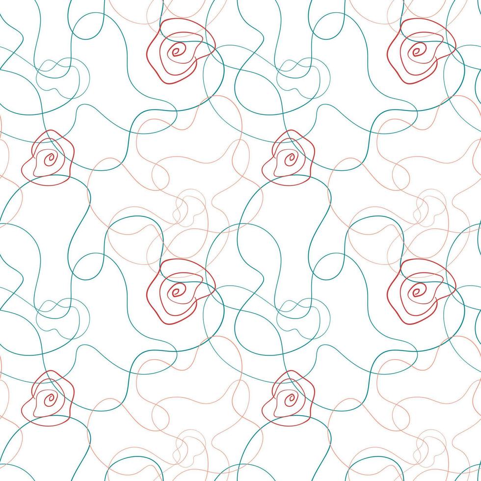 Abstract poppy seamless pattern in line-art trend vector