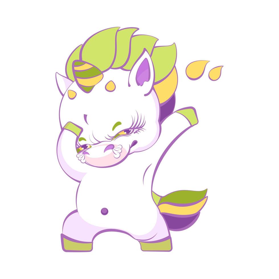 Cute little rock star white unicorn vector