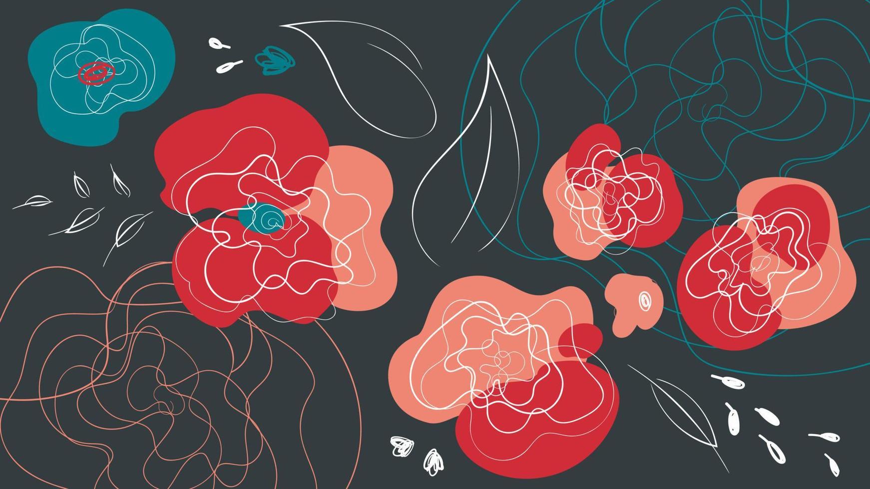 Floral line-art abstract header vector